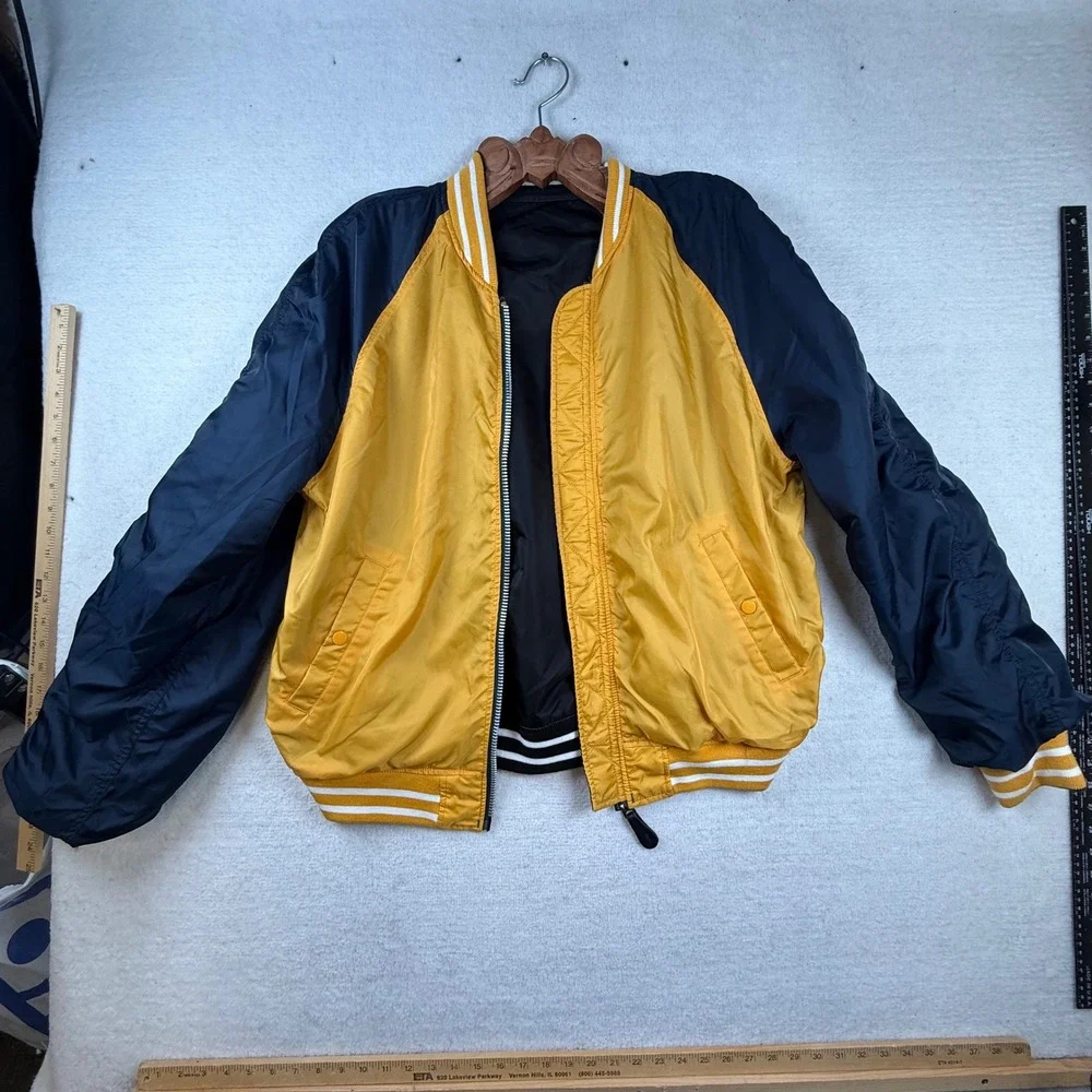 Alpha Industries MA-1 Bomber Flight Jacket XL Green Ruched Reversible Varsity